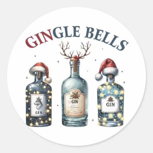 Xmas Geschenk Gingle Bells Runder Aufkleber (Vorderseite)