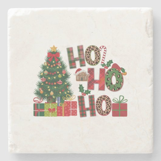 Xmas Geschenk Ho Ho Ho Steinuntersetzer (Vorderseite)