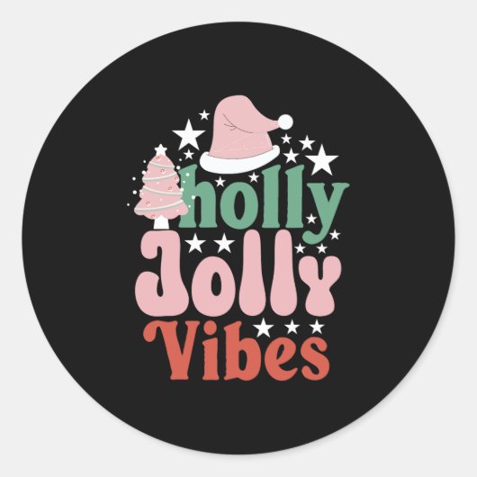 Xmas Geschenk Holly Jolly Vibes Runder Aufkleber (Vorderseite)