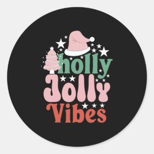 Xmas Geschenk Holly Jolly Vibes Runder Aufkleber