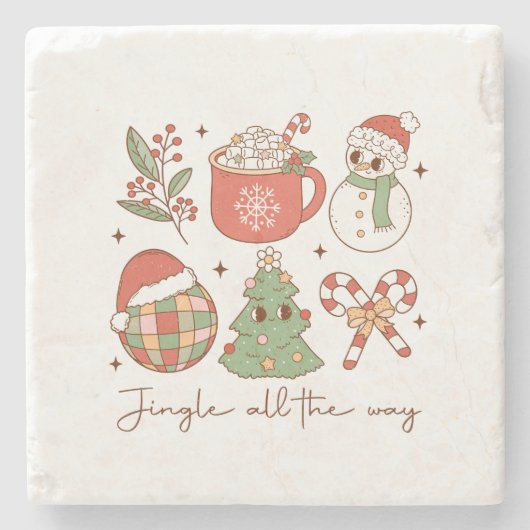 Xmas Geschenk Jingle Steinuntersetzer (Vorderseite)