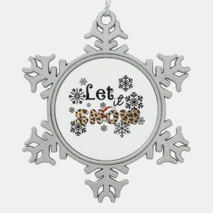 Xmas Geschenk lassen es Schneeleopard Schneeflocken Zinn-Ornament
