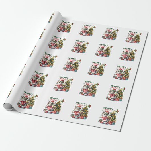 Xmas Geschenk Meowy Weihnachten Geschenkpapier (Ungerollt)