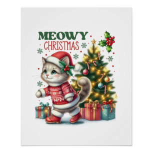 Xmas Geschenk Meowy Weihnachten Poster
