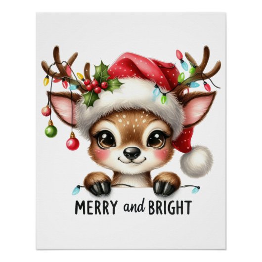 Xmas Geschenk Merry & Bright Poster (Vorderseite)