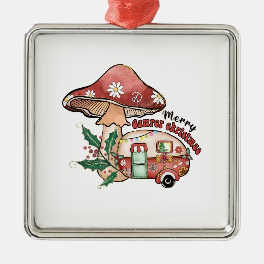 Xmas Geschenk Merry Camper Xmas Ornament Aus Metall (Vorne)