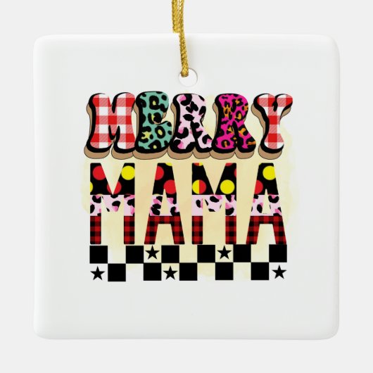 Xmas Geschenk Merry Mama Keramikornament (Vorderseite)