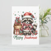 Xmas Geschenk Merry Trashmas Feiertagskarte (Stehend Vorderseite)