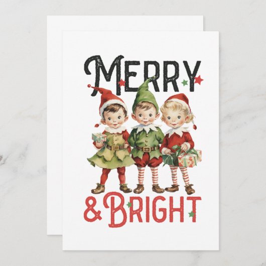 Xmas Geschenk Merry und Bright Einladung (Vorne/Hinten)