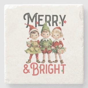 Xmas Geschenk Merry und Bright Steinuntersetzer
