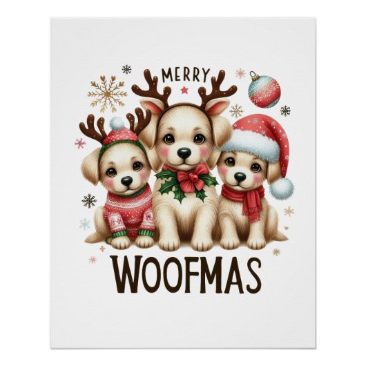 Xmas Geschenk Merry Woofmas Poster (Vorderseite)