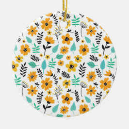 Xmas Geschenk Niedliche Hand gezeichnet Blumenfarb Keramik Ornament