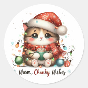 Xmas Geschenk Warme Chonky Wünsche Runder Aufkleber