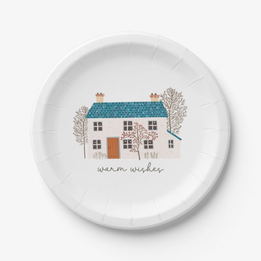 Xmas Geschenk Warme Wünsche Pappteller (Vorderseite)