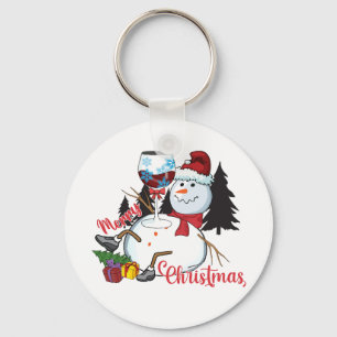 Xmas Geschenk Wein trinken und frohe Weihnachten Schlüsselanhänger