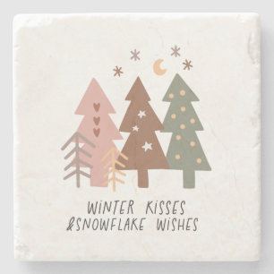 Xmas Geschenk Winter Kisses und Snowflake Wünsche Steinuntersetzer