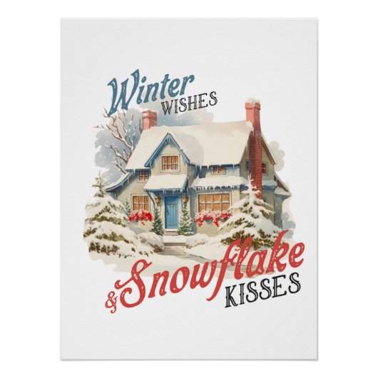 Xmas Geschenk Winter Wings Kisses Poster (Vorderseite)