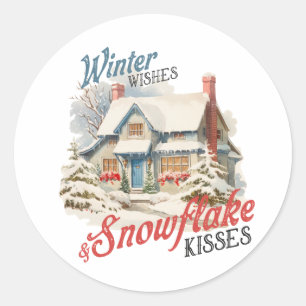 Xmas Geschenk Winter Wings Kisses Runder Aufkleber