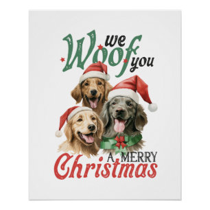 Xmas Geschenk Woof frohe Weihnachten Poster