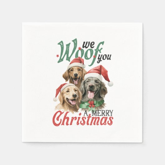 Xmas Geschenk Woof frohe Weihnachten Serviette (Vorderseite)