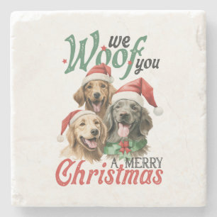Xmas Geschenk Woof frohe Weihnachten Steinuntersetzer