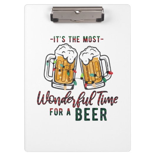 Xmas Geschenk wunderbare Zeit für ein Bier Klemmbrett (Vorderseite)