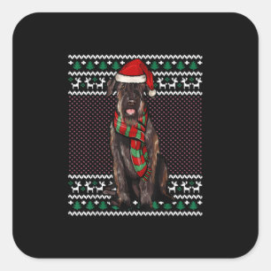 Xmas Giant Schnauzer Dog Weihnachtsmannmütze Ugly Quadratischer Aufkleber