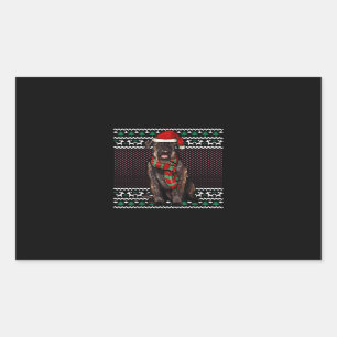 Xmas Giant Schnauzer Dog Weihnachtsmannmütze Ugly Rechteckiger Aufkleber