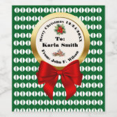 XMAS GIFT BAG green & red numbers editable Weinetikett (Einzelnes Label)