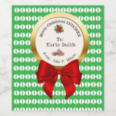 XMAS GIFT BAG green & red numbers editable Weinetikett (Einzelnes Label)