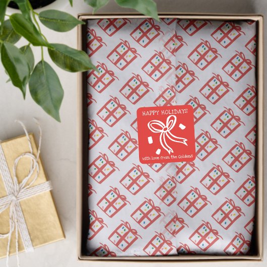 Xmas Gift Doodle CHRISTMAS Holiday Red White Seidenpapier
