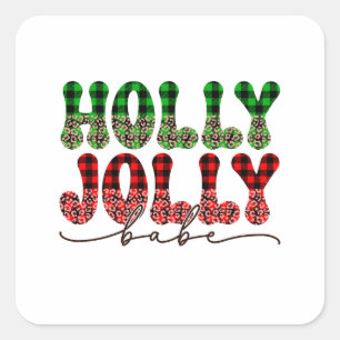 Xmas Gift Holly Jolly Babe Quadratischer Aufkleber