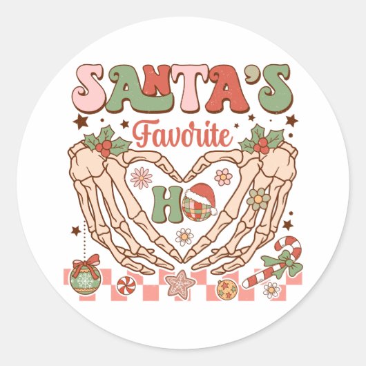 Xmas Gift Santa's Lieblings-Ho Runder Aufkleber (Vorderseite)