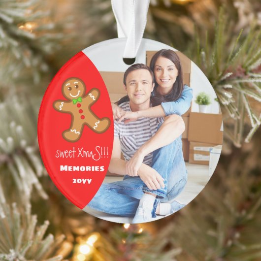 XmaS gingerbread man Editable text Red Ornament (Baum)