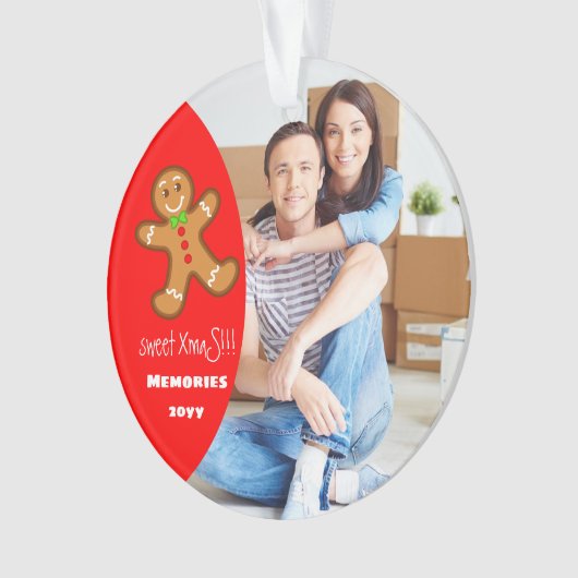 XmaS gingerbread man Editable text Red Ornament (Vorderseite)