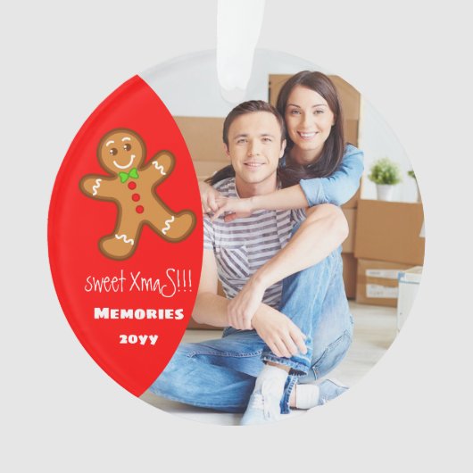 XmaS gingerbread man Editable text Red Ornament (Vorderseite)