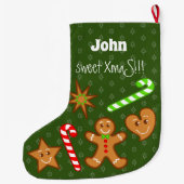 XmaS Gingerbread Pals-Candy Cane 2 Seiten Großer Weihnachtsstrumpf (Rückseite)