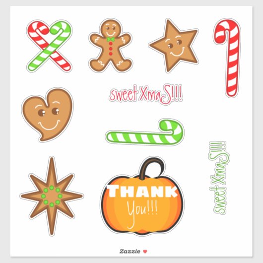 XmaS gingerbread pals-Candy Cane Custom Text Aufkleber (Blatt)