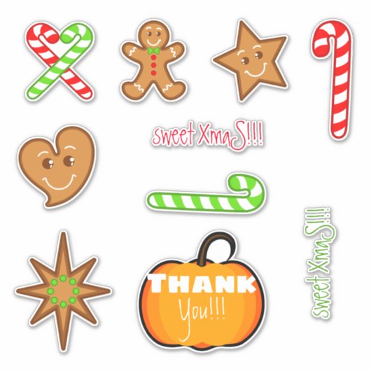 XmaS gingerbread pals-Candy Cane Custom Text Aufkleber (Vorderseite)