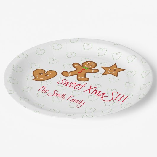 XmaS gingerbrei pals Custom Text on White Pappteller (Schrägansicht)