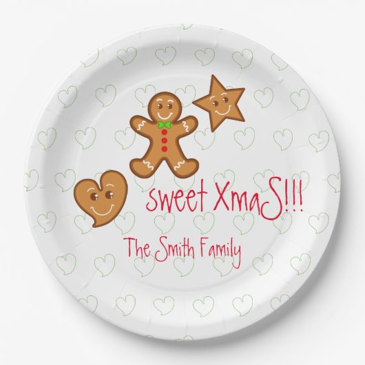 XmaS gingerbrei pals Custom Text on White Pappteller (Vorderseite)