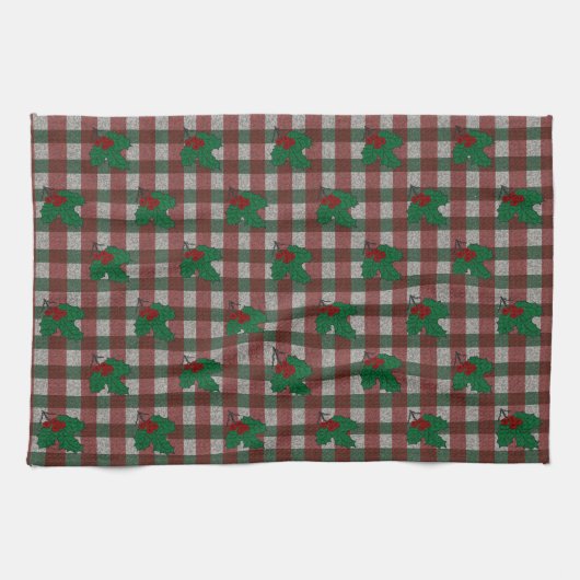 Xmas Gingham 1940 Geschirrtuch (Horizontal)