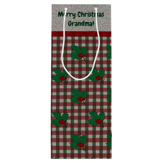 Xmas Gingham 1940 - Personalisiert Geschenktüte Für Weinflaschen (Rückseite)
