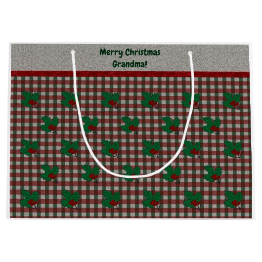 Xmas Gingham 1940 - Personalisiert Große Geschenktüte (Vorderseite)