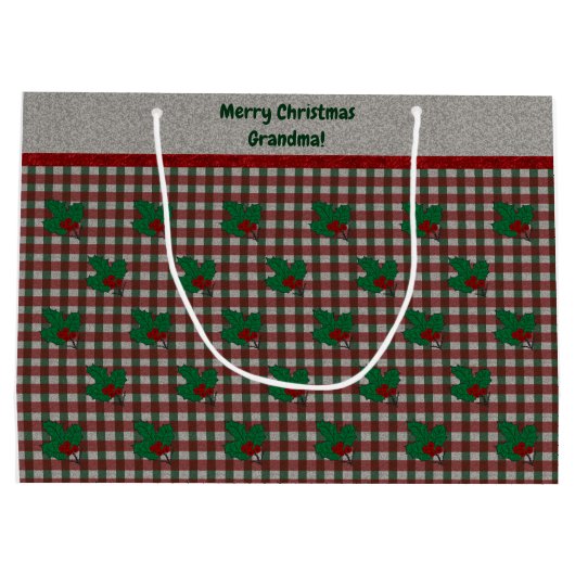 Xmas Gingham 1940 - Personalisiert Große Geschenktüte (Rückseite)
