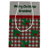 Xmas Gingham 1940 - Personalisiert Mittlere Geschenktüte (Rückseite)