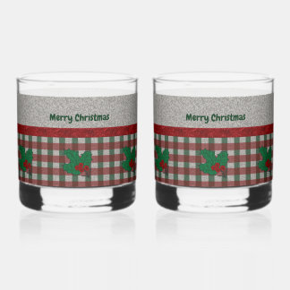 Xmas Gingham 1940 - Personalisiertes Set von 2 Jah Whiskyglas
