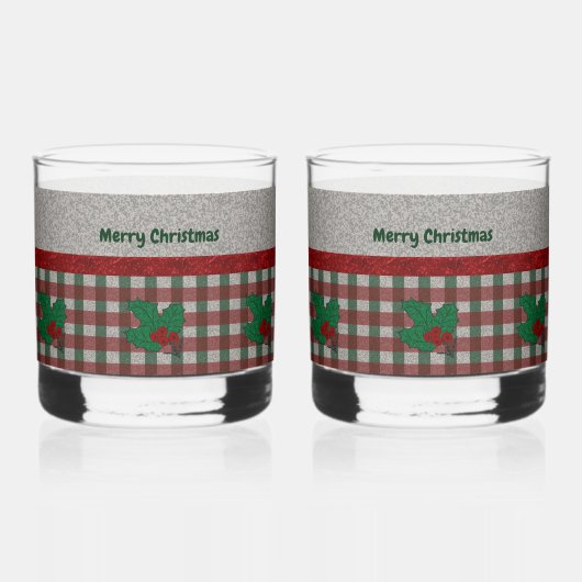 Xmas Gingham 1940 - Personalisiertes Set von 2 Jah Whiskyglas (Vorderseite)