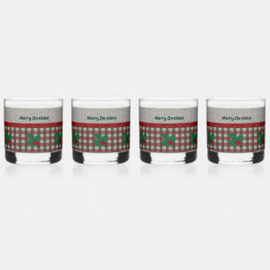 Xmas Gingham 1940 - Personalisiertes Set von 4 Jah Whiskyglas