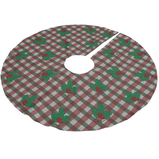 Xmas Gingham 1940 Polyester Weihnachtsbaumdecke (Schrägansicht)
